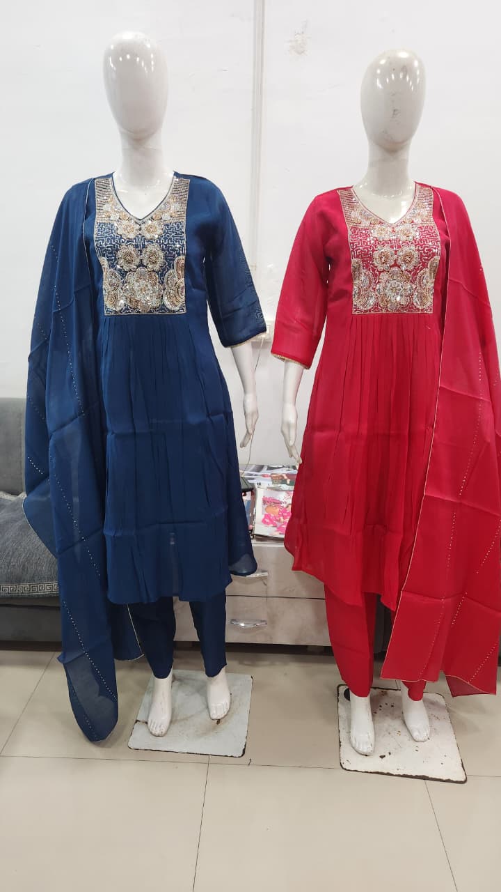 1776 To 1779 By Ossm Style Chinon Hand Work Kurtis Set Size Combo
